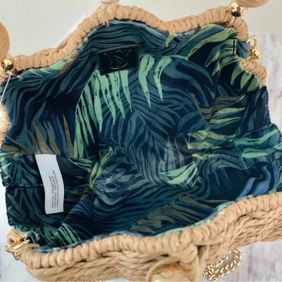 🐚 Victoria’s Secret Seashell Shaped Woven Raffia Straw Clamshell Basket Bag - Picture 10 of 11